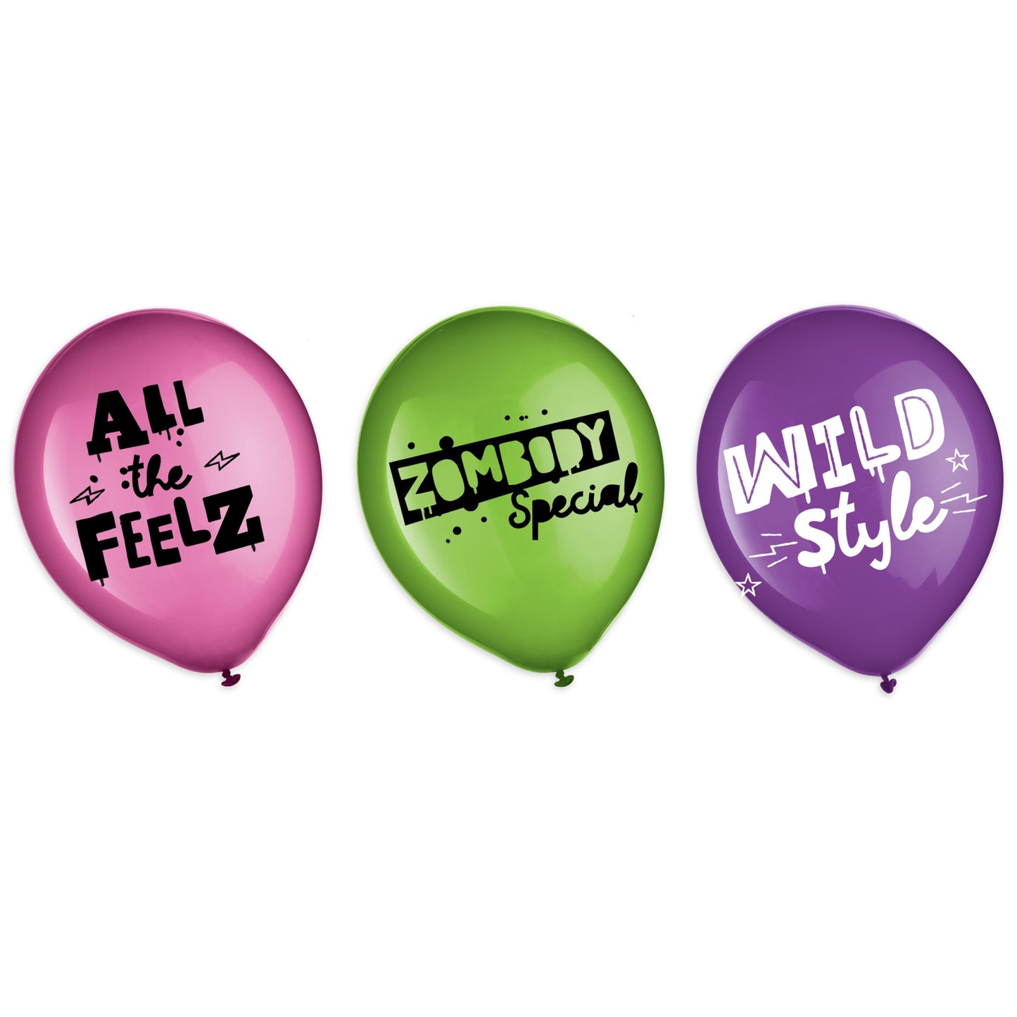 Zombies 3 latex balloons 12", 6-pc