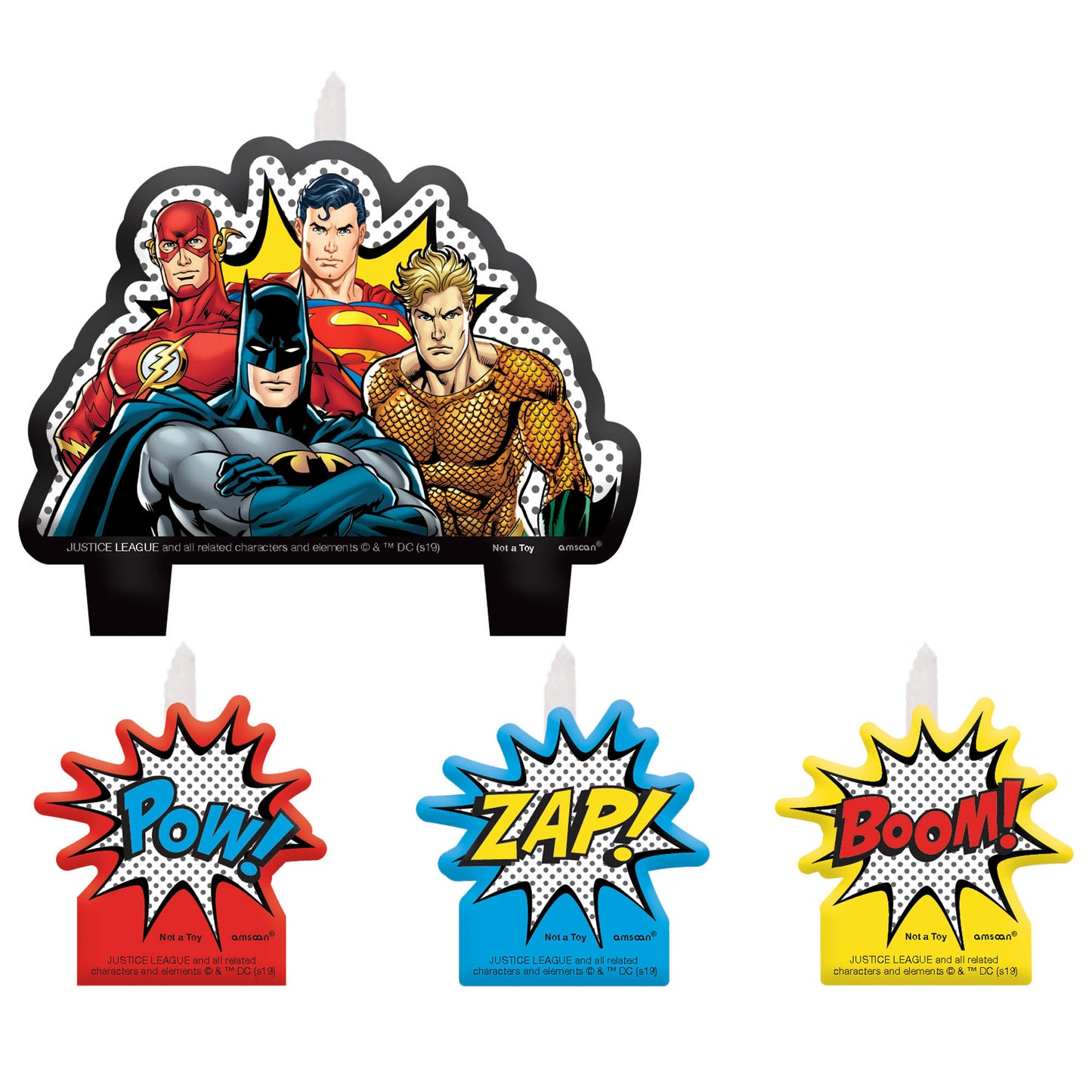 Justice League Heroes Unite Birthday Candle Set, 4-pc