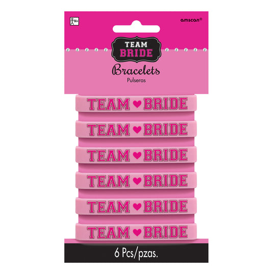 Team Bride Rubber Bracelets, 6-pc