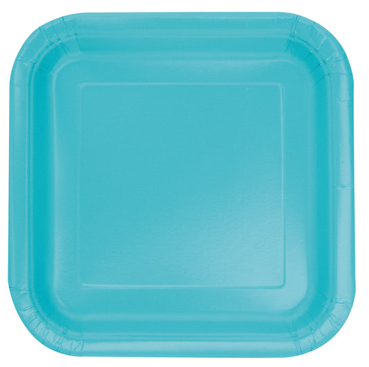 Terrific Teal Square 9" Dinner Plates, 14-pc