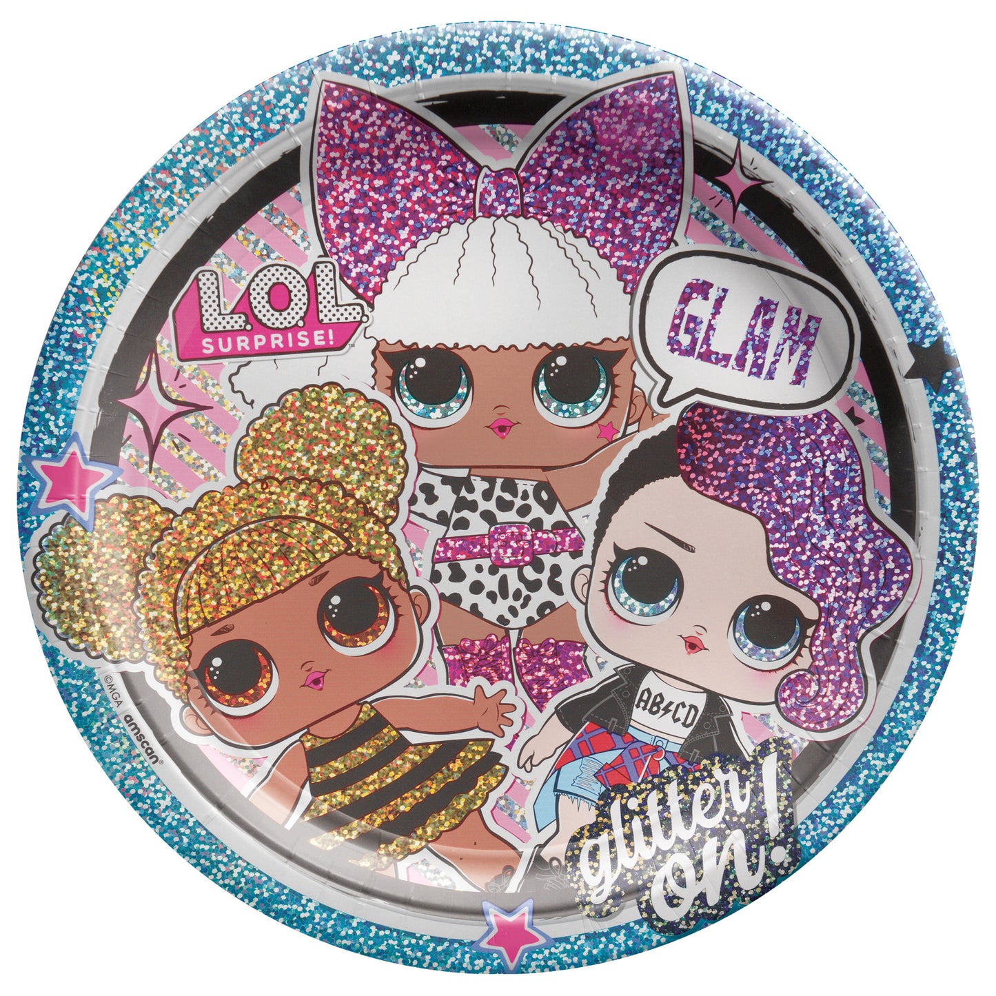 LOL Surprise ! Ensemble de 4 assiettes plates prismatiques rondes Eva de 9 po, 8 pces