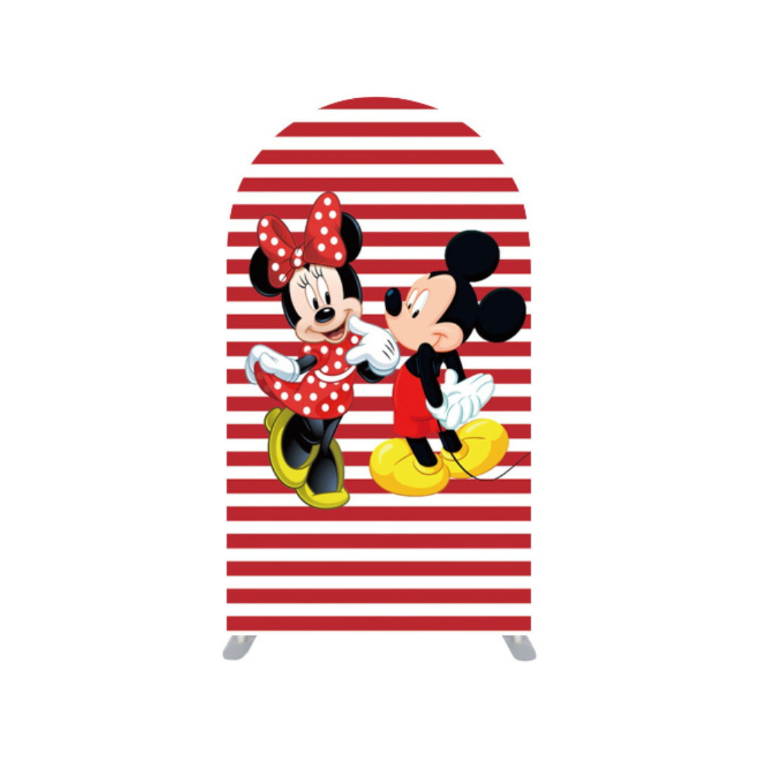 *Location* Grande arche Mickey et Minnie rouge, 4x7 pi