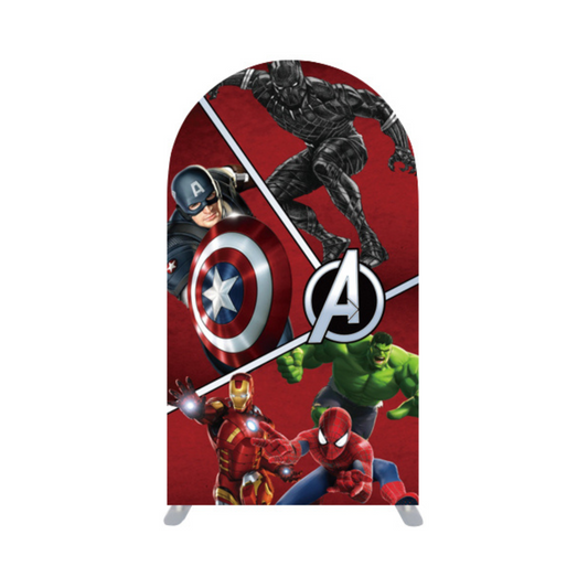 *Rental* Avengers Red Background Large Arch, 4x7-Ft
