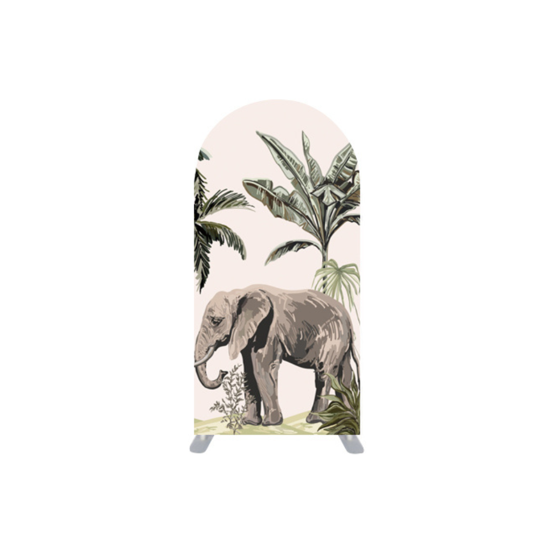 *Rental* Elephant Safari Watercolor Small Arch, 3x6-Ft