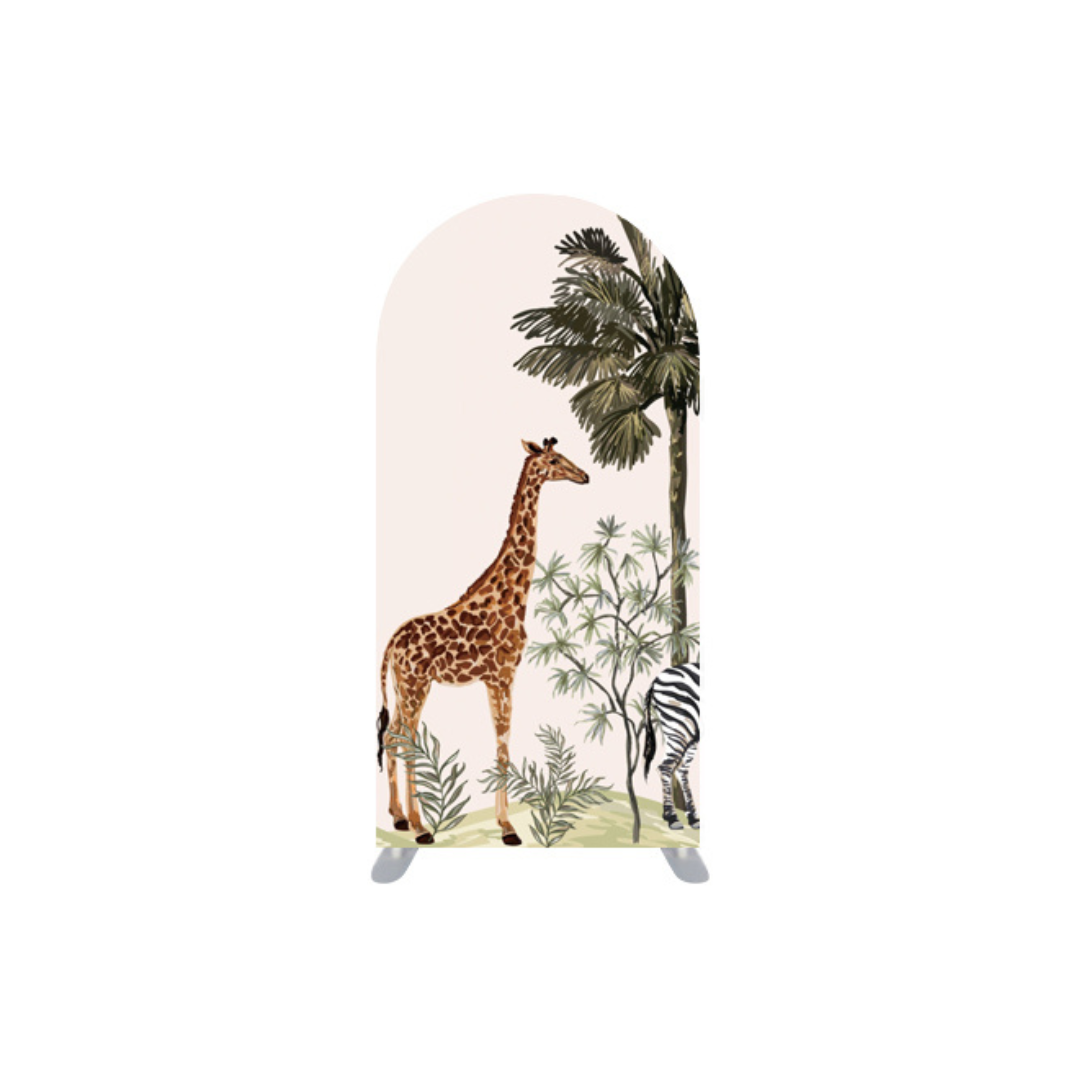 *Rental* Giraffe Safari Watercolor Small Arch, 3x6-Ft