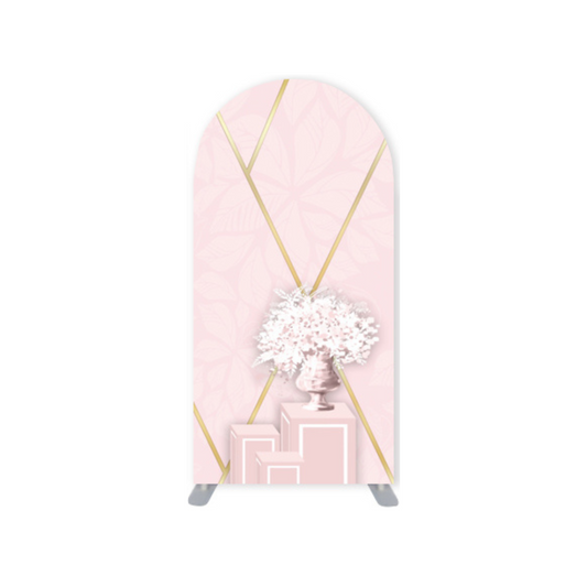 *Rental* Pastel Pink and Gold Baby Shower Girl Small Arch, 3x6-Ft