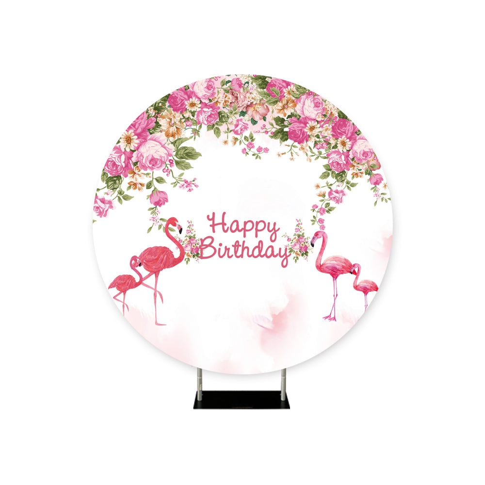 *Rental* Flamingo Happy Birthday Round, 6 ½ Circumference