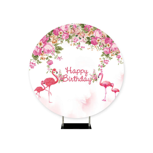 *Location* Flamingo Happy Birthday Round, 6 ½ Circonférence