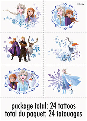Tatouages ​​La Reine des neiges 2 de Disney, 24 pièces