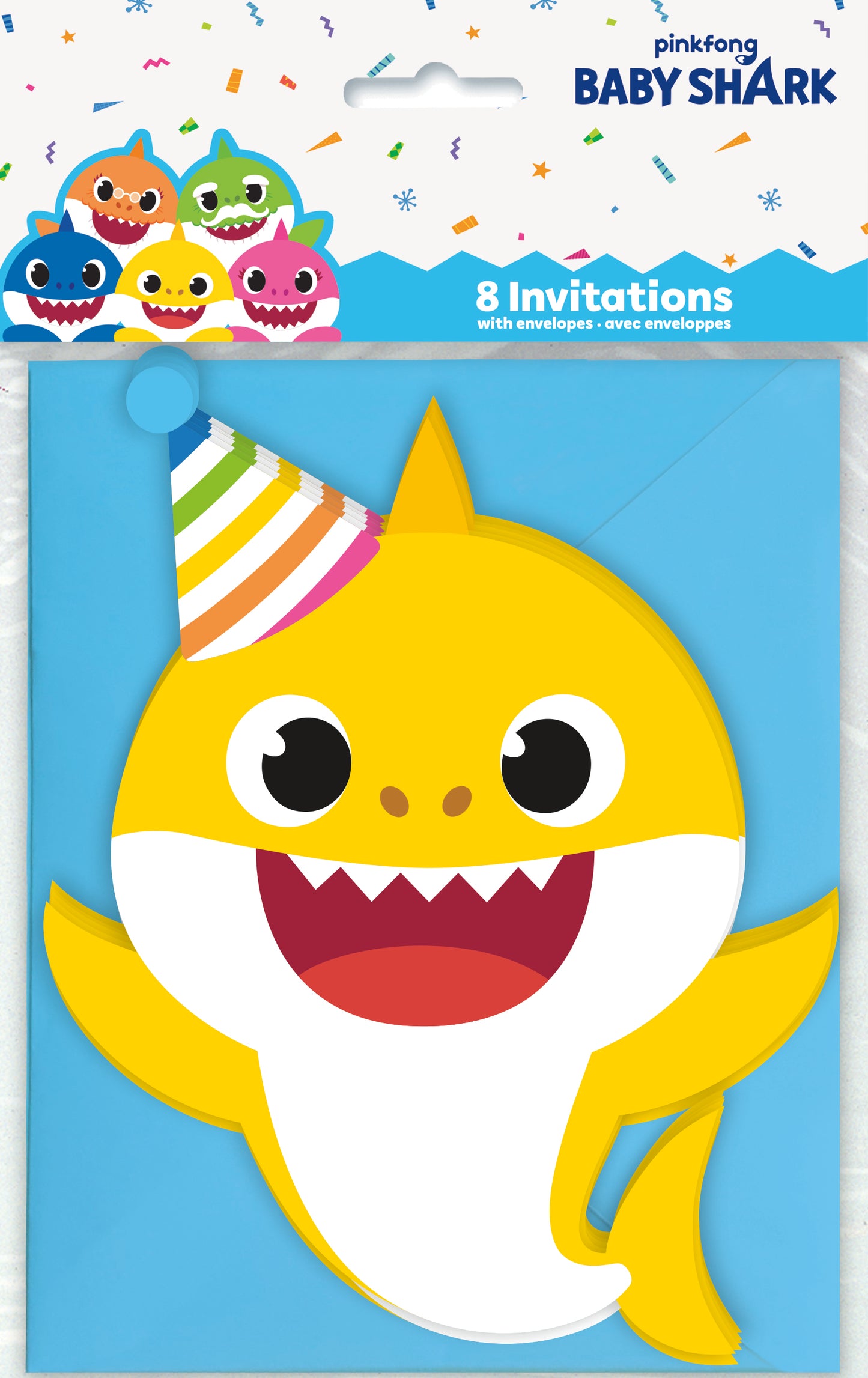 Grandes invitations bébé requin, 8 pces