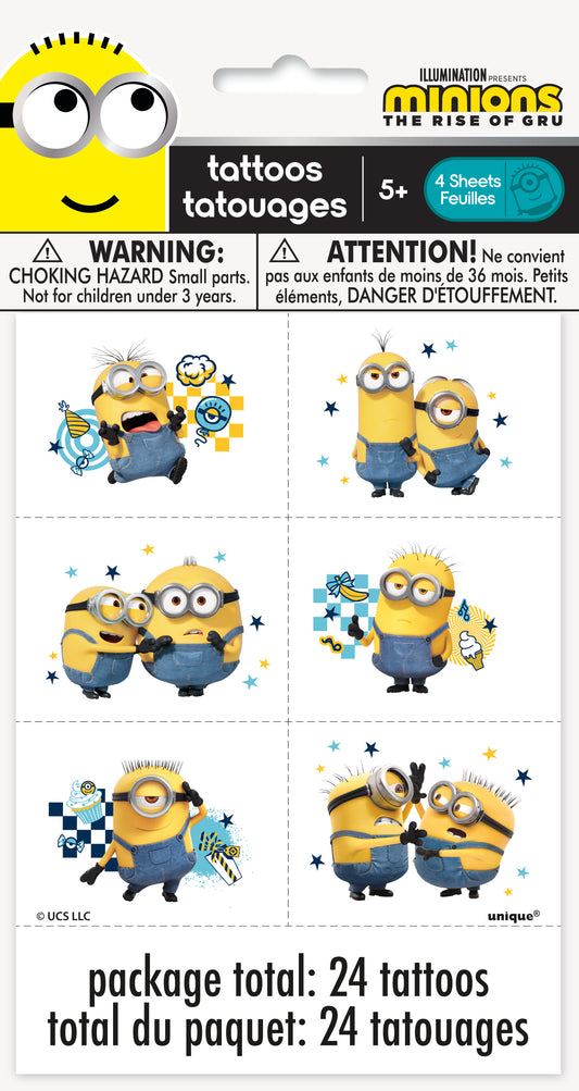 Minions 2 Color Tattoo Sheets, 4-pc