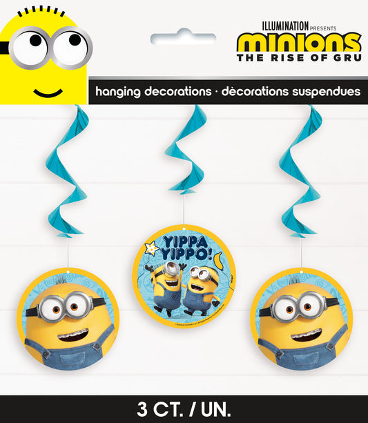 Minions 2 Hanging Swirl Decorations 26", 3-pc