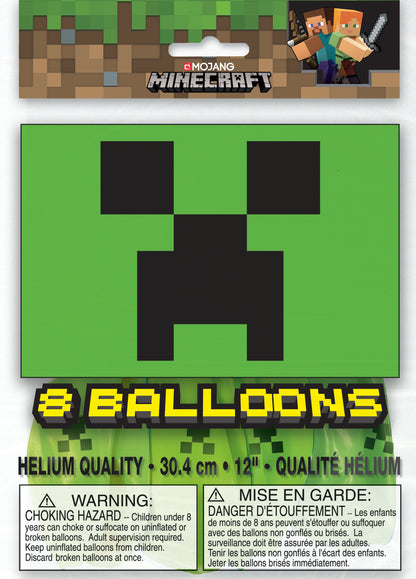 Ballons en latex de 12 po Minecraft, 8 pces