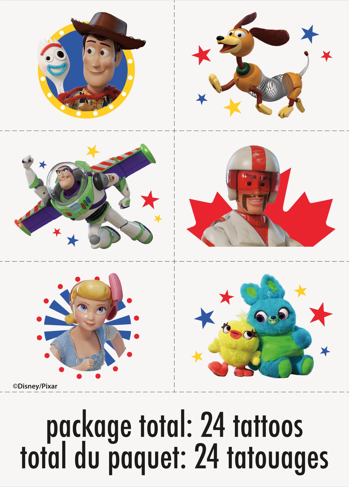 Disney Toy Story 4 tatouages, 24 pces