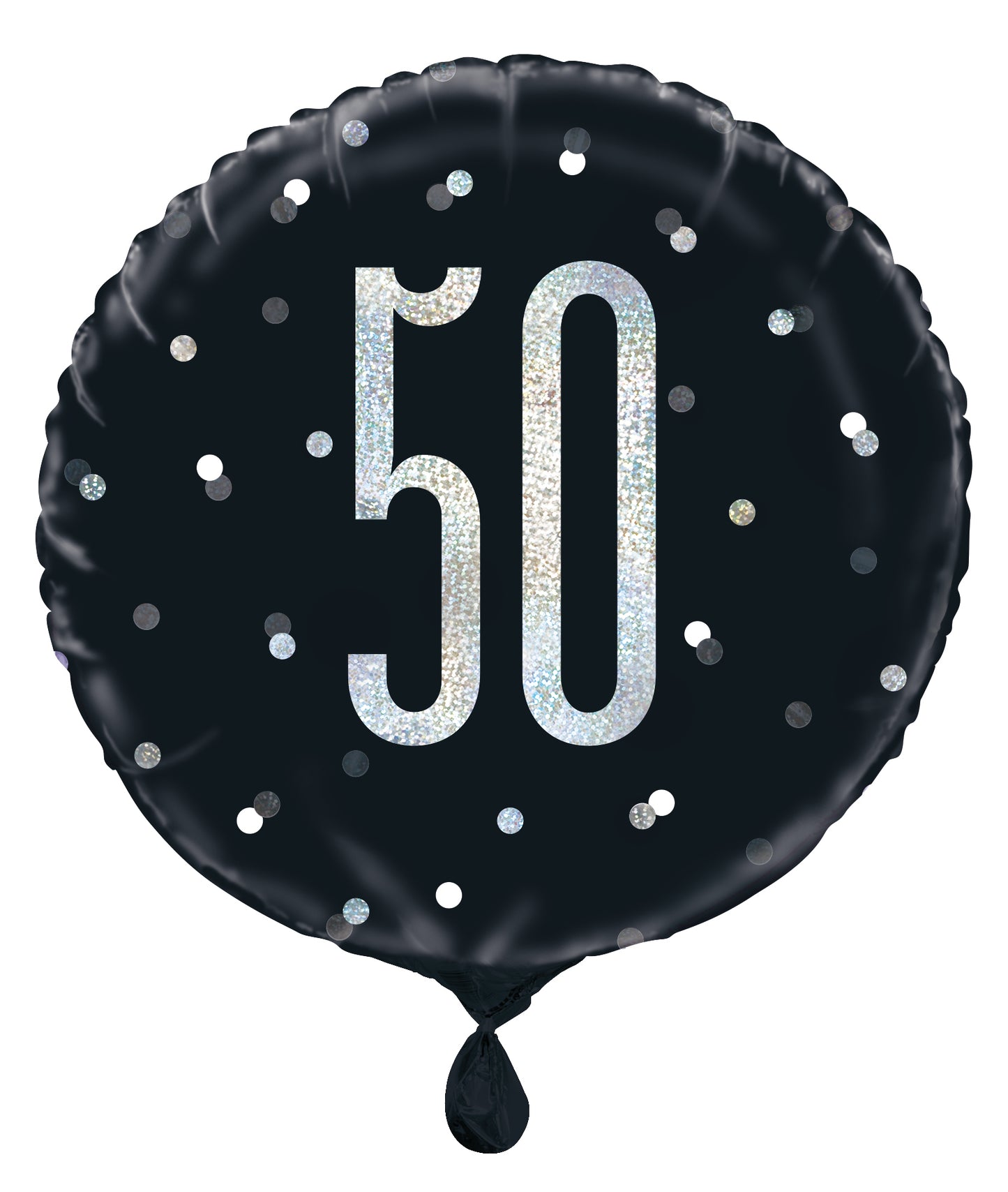 50th Birthday Glitz Black & Silver Round Foil Balloon, 18"