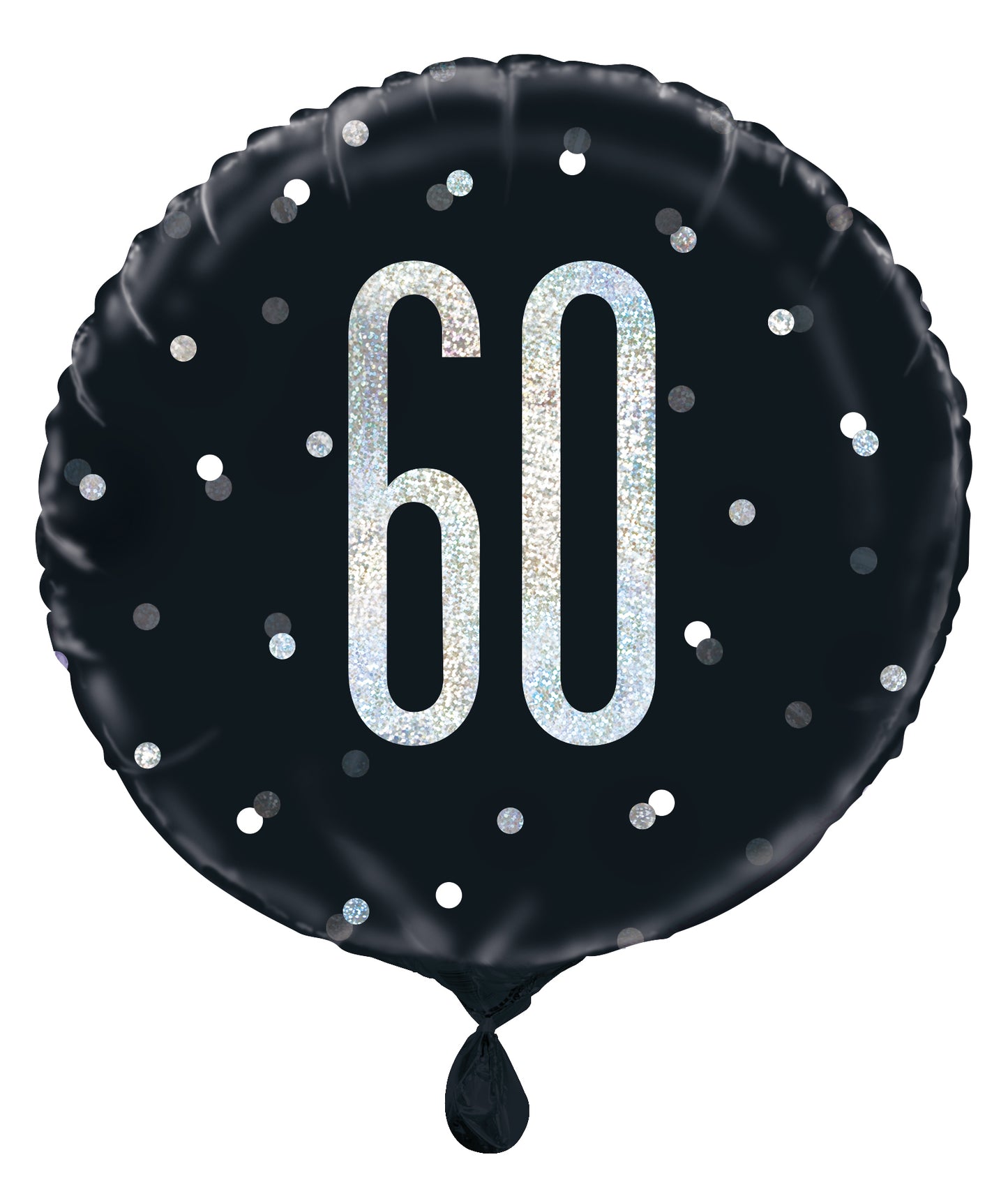 60th Birthday Glitz Black & Silver Round Foil Balloon, 18"