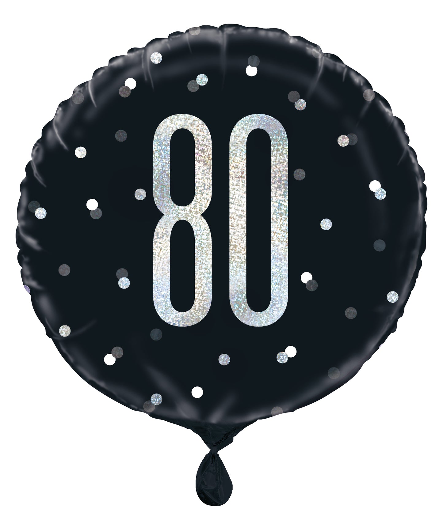 80th Birthday Glitz Black & Silver Round Foil Balloon, 18"