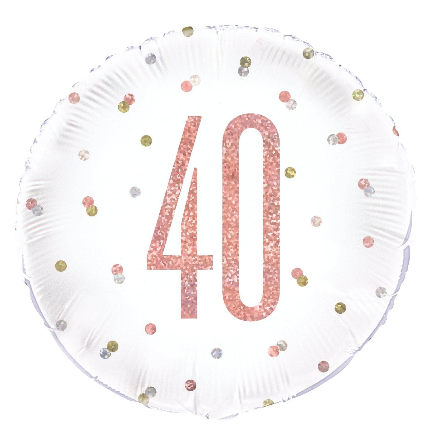 40th Birthday Rose Gold Glitz Number Round Foil Balloon, 18"