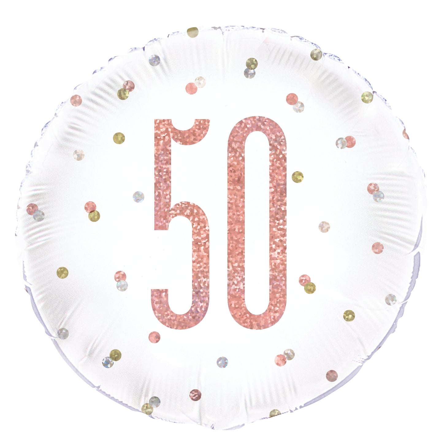 50th Birthday Rose Gold Glitz Number Round Foil Balloon, 18"