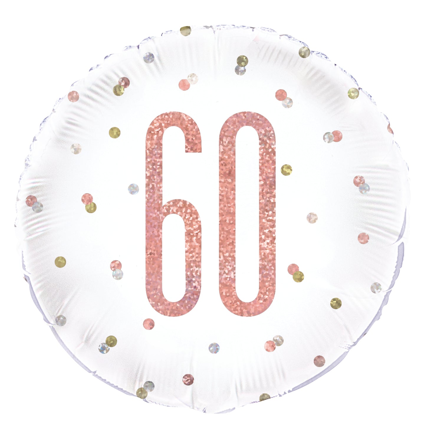 60th Birthday Rose Gold Glitz Number Round Foil Balloon, 18"