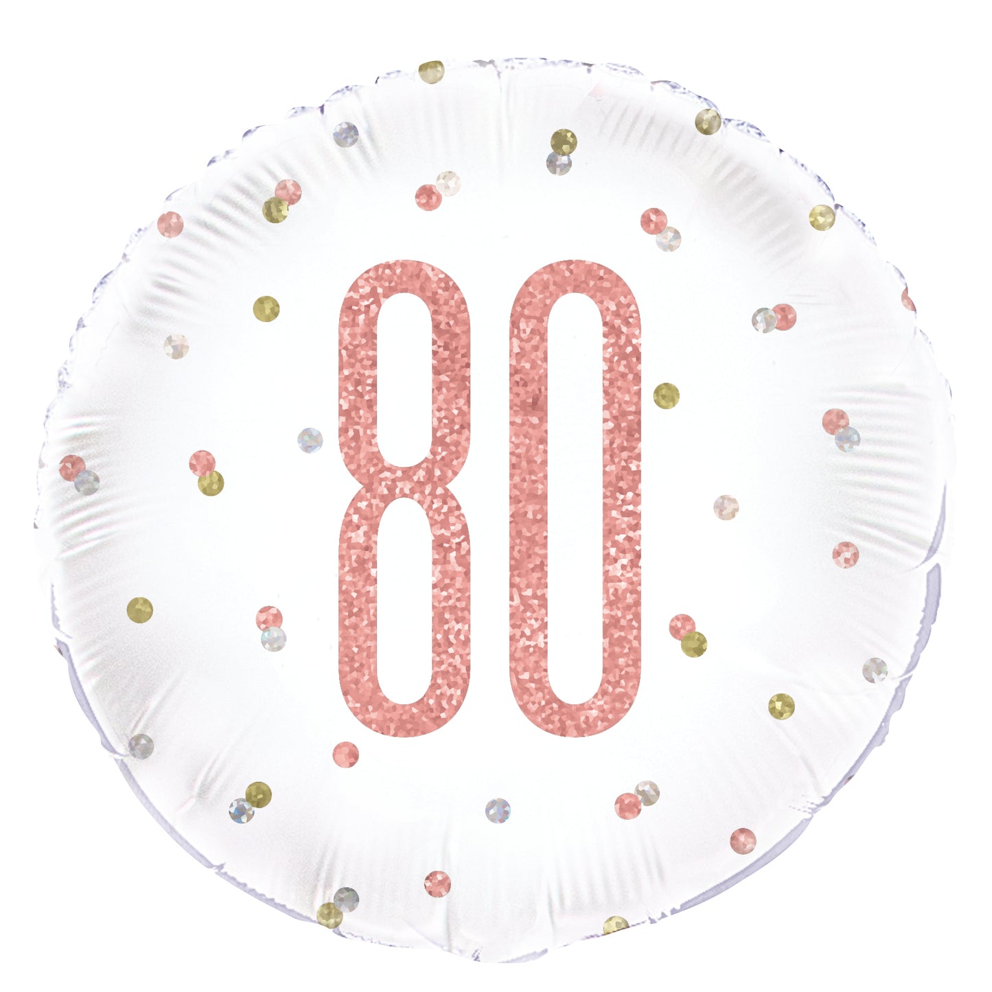 80th Birthday Rose Gold Glitz Number Round Foil Balloon, 18"