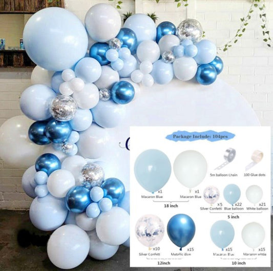 Metallic Blue Party Balloon Arch, 48-pc