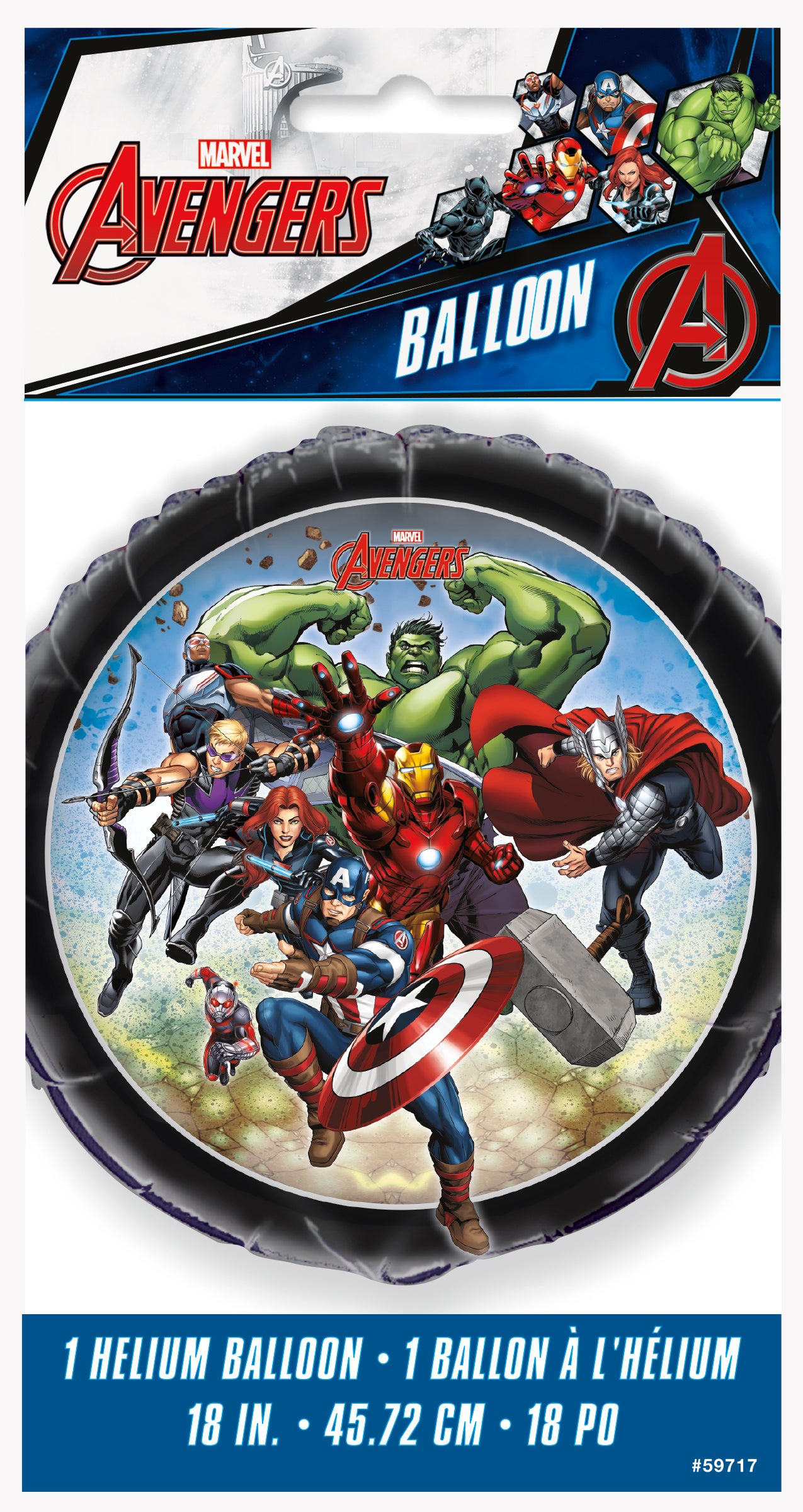 Ballon aluminium rond Avengers, 18" 