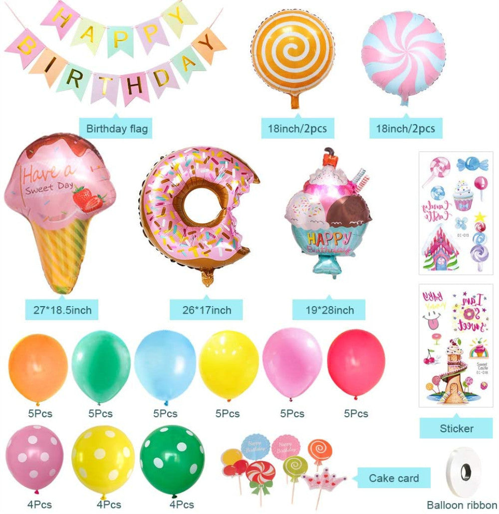 Donut and Ice Cream Party Balloon Arch, 55-pc