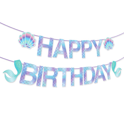 Party Like A Mermaid Happy Birthday Banner