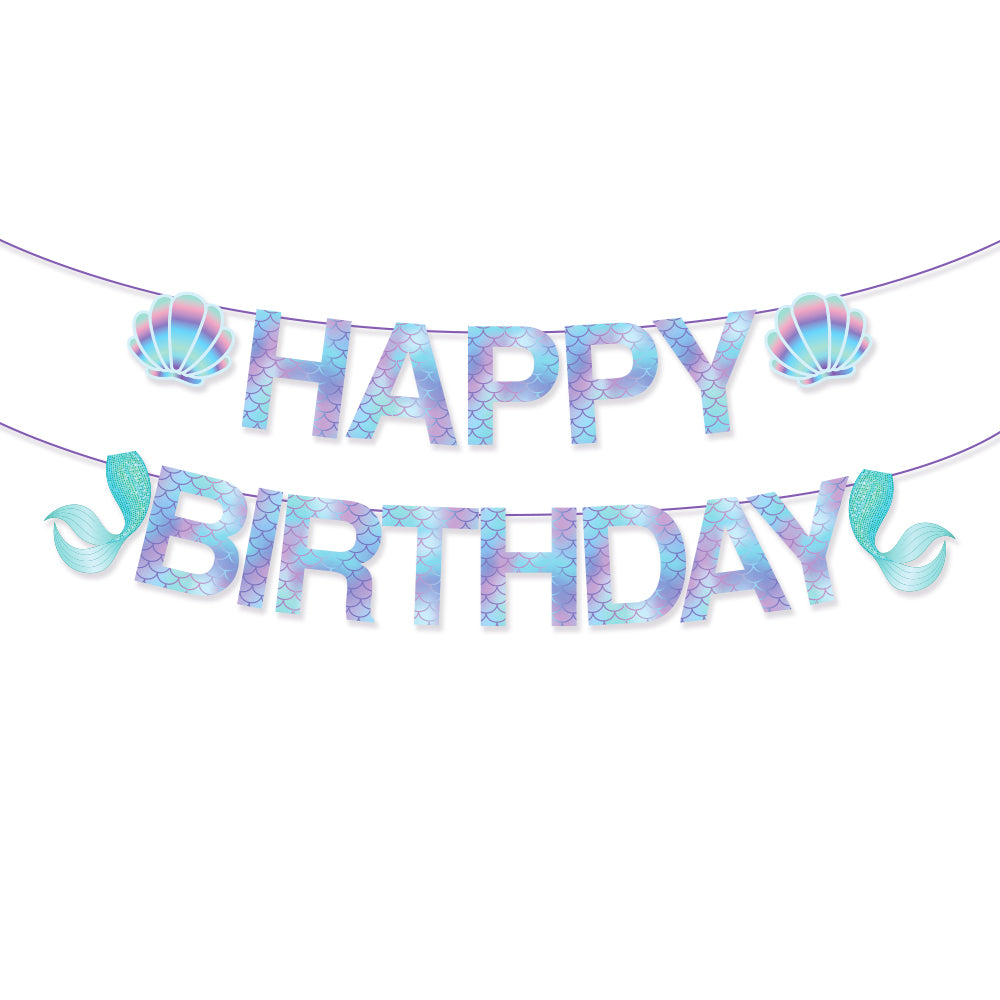 Party Like A Mermaid Happy Birthday Banner