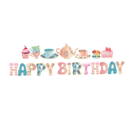 Tea Time Happy Birthday Banner