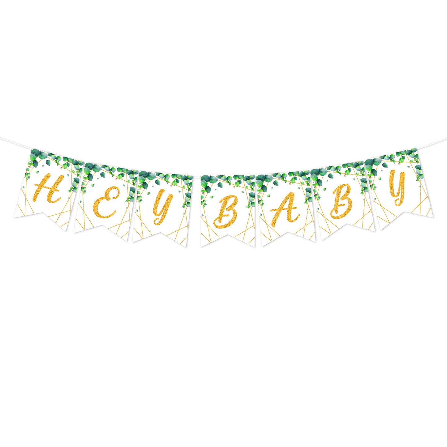 Oh Baby Gold & Green Hey Baby Banner