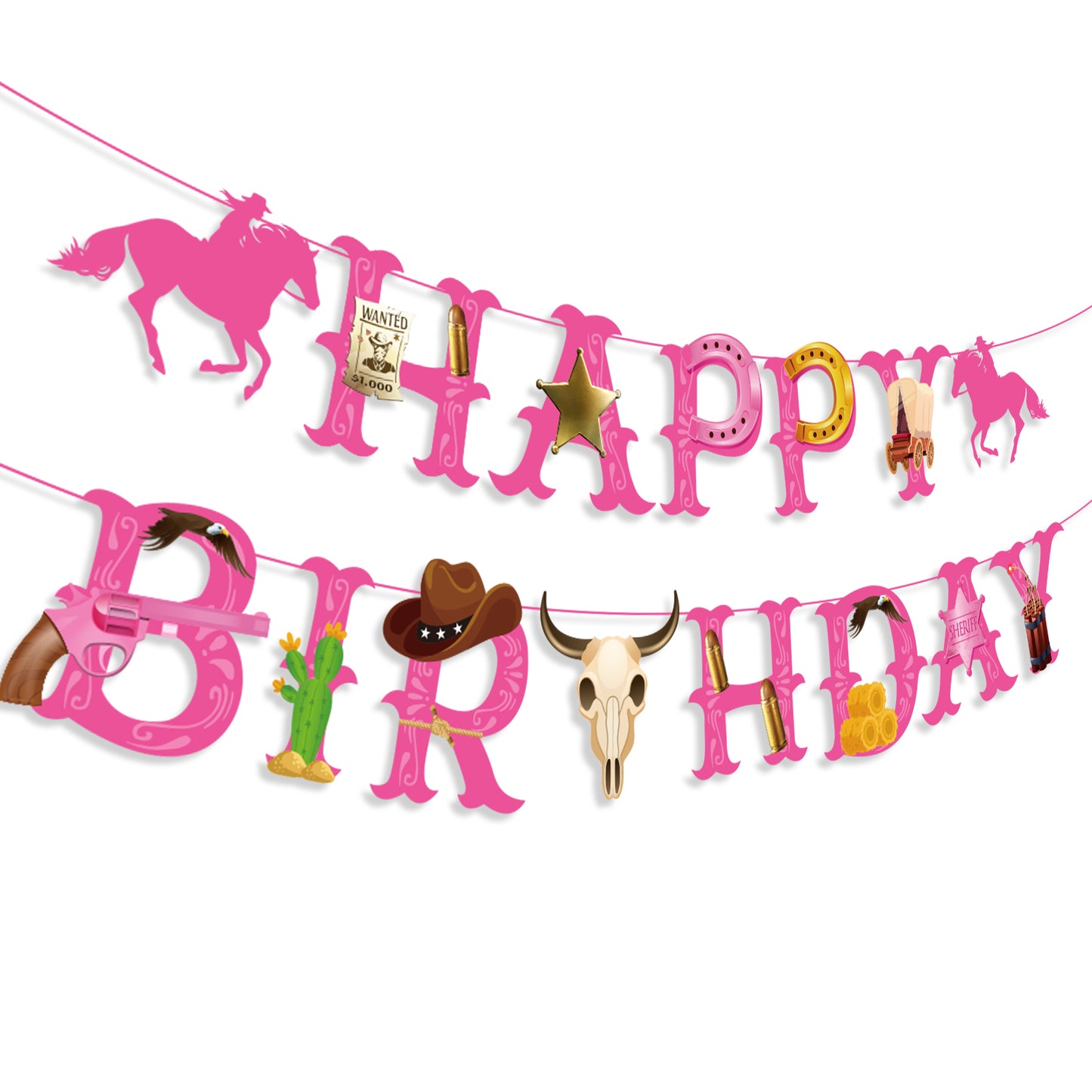 Cowgirl Happy Birthday Banner
