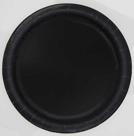 Black Solid Round 9" Dinner Plates, 16-pc