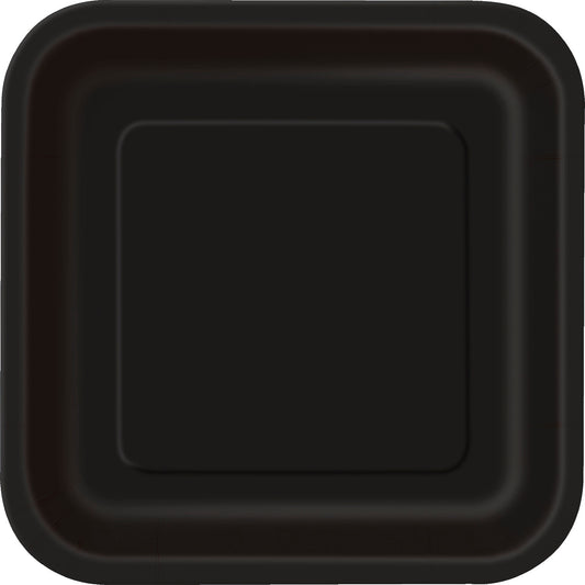 Black Solid Square 9" Dinner Plates, 14-pc