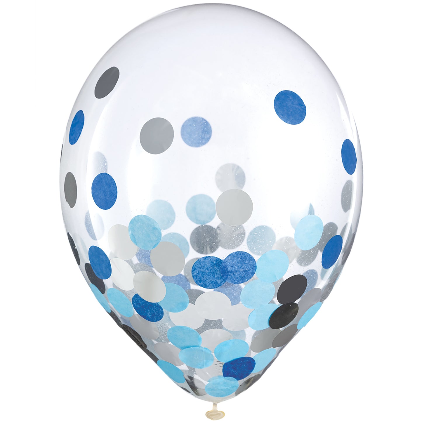Blue and Silver 12" Latex Balloon With Confetti, 6-pc