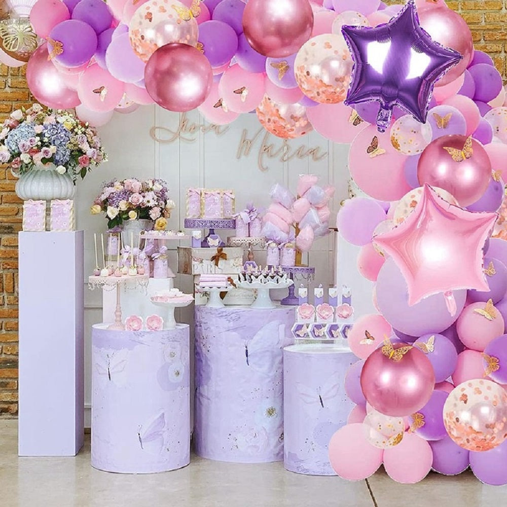 Butterfly and Stars Party Balloon Arch, 108-pc