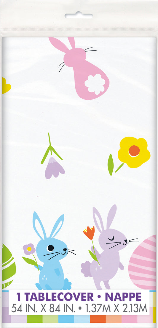 Colorful Gingham Easter Rectangular Plastic Table Cover, 54" x 84"