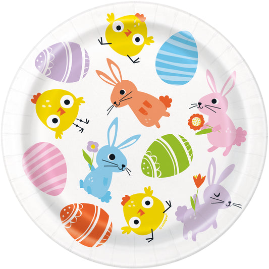 Colorful Gingham Easter Round 7" Dessert Plates, 8-pc