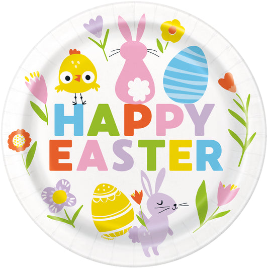 Colorful Gingham Easter Round 9" Dinner Plates, 8-pc