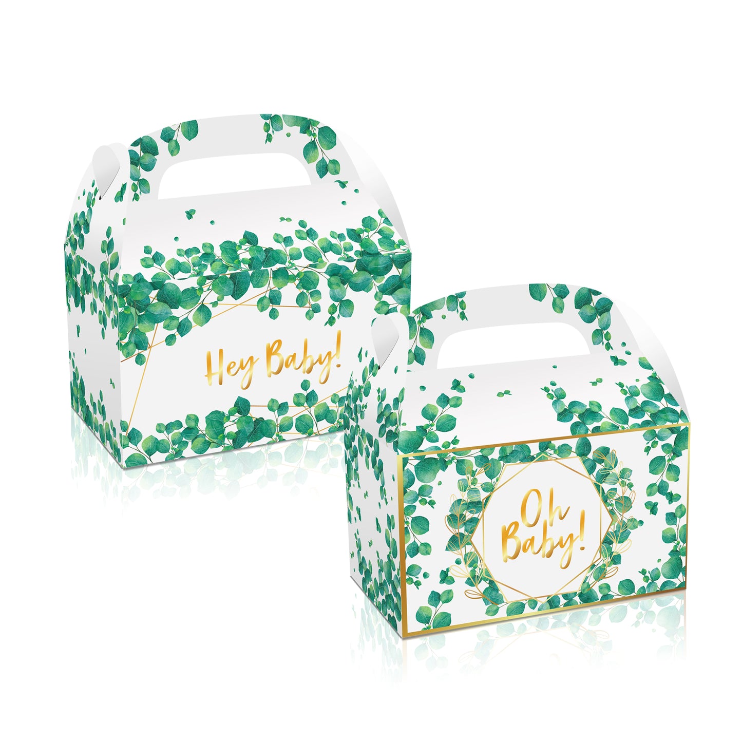 Oh Baby Gold & Green Paper Boxes, 12-pc