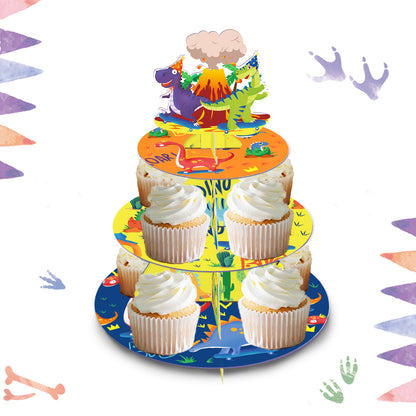 Blue and Yellow Dino  Cupcake Stand