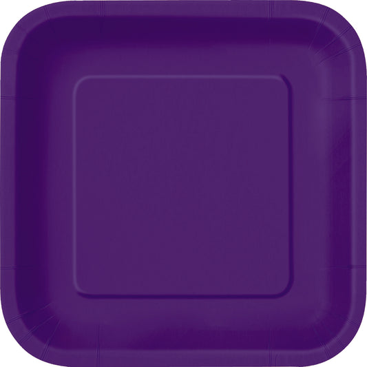 Deep Purple Solid Square 9" Dinner Plates, 14-pc