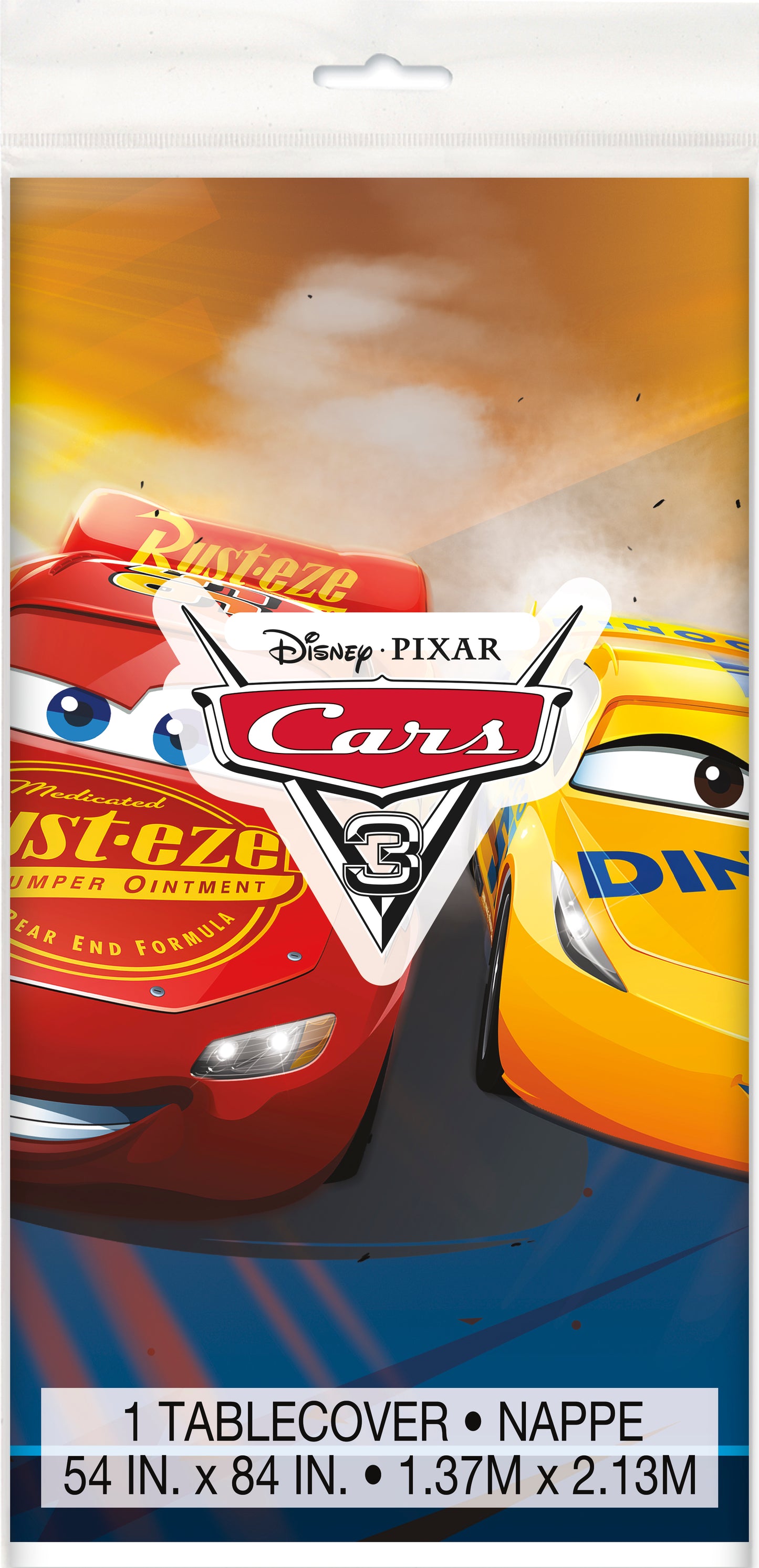Disney Cars 3 Movie Rectangular Plastic Table Cover, 54" x 84"