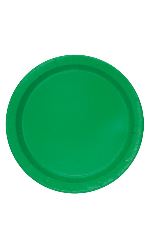 Assiettes à dîner rondes unies de 9 po, vert émeraude, 16 pces