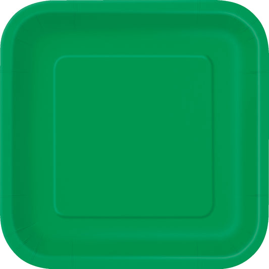 Emerald Green Solid Square 9" Dinner Plates, 14-pc