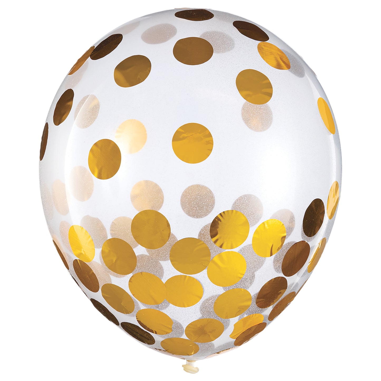 Gold Foil Dots 12" Latex Balloon With Confetti, 6-pc
