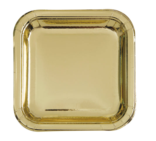 Gold Foil Square 9" Dinner Plates Foil Board, 8-pc