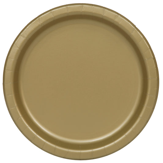 Gold Solid Round 9" Dinner Plates, 16-pc