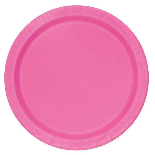 Hot Pink Solid Round 9" Dinner Plates, 16-pc